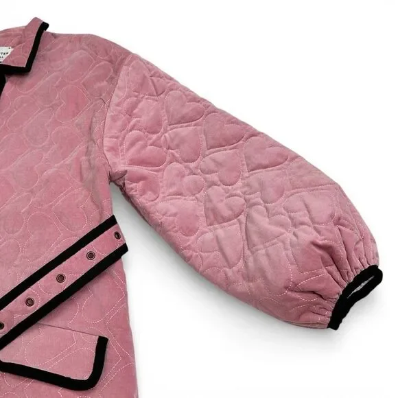 Hunter Bell Hightower Coat Pink Heart Quilted Velvet Factory Sample Sz 4 - Picture 16 of 16